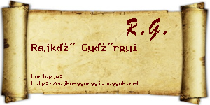 Rajkó Györgyi névjegykártya