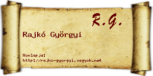 Rajkó Györgyi névjegykártya